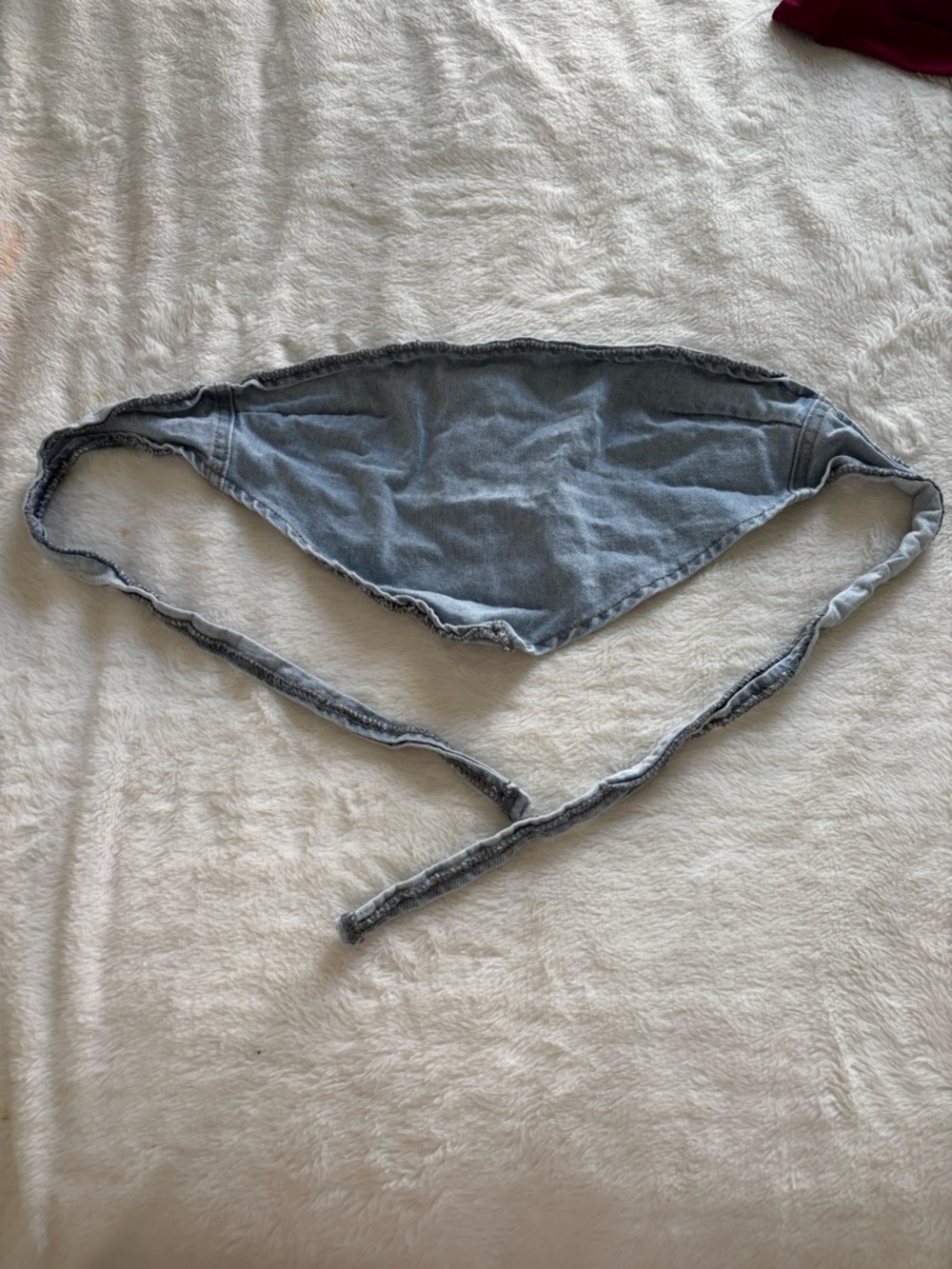 Denim-Style Bandana Tie Bottoms in Light Blue